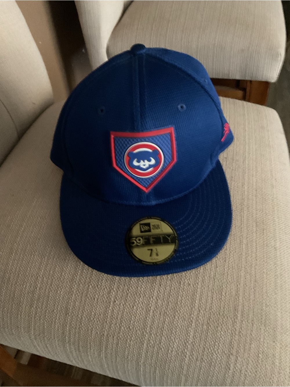 Chicago Cubs Cap Hat New Era 59Fifty Fitted Blue Cubbie Bear Flat Bill 7 1/8